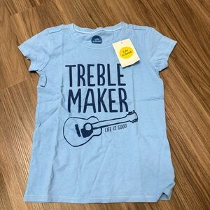 NWT Life Is Good Kids sz 7-8 Light Blue treble maker T-Shirt short sleeve